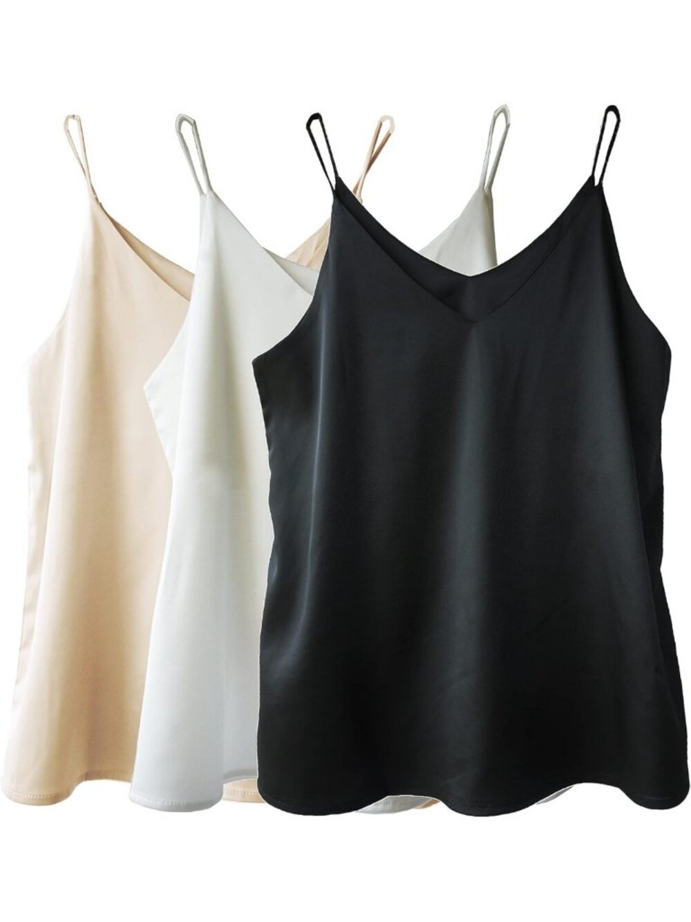 Silk Satin Cami Top for Women - V-Neck Strappy Tank Blouse XS-4X, Elegant & Chic